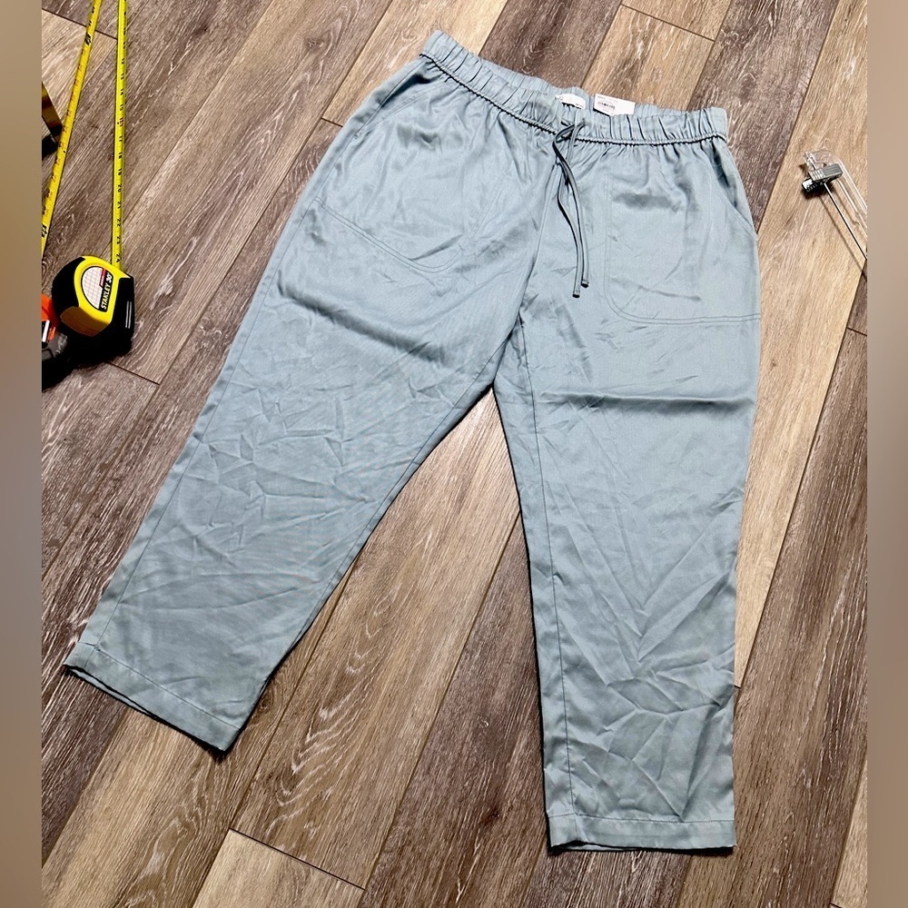 #6) NWT Croft & Barrow Light Blue mid rise Pants & elastic waist, pockets size L